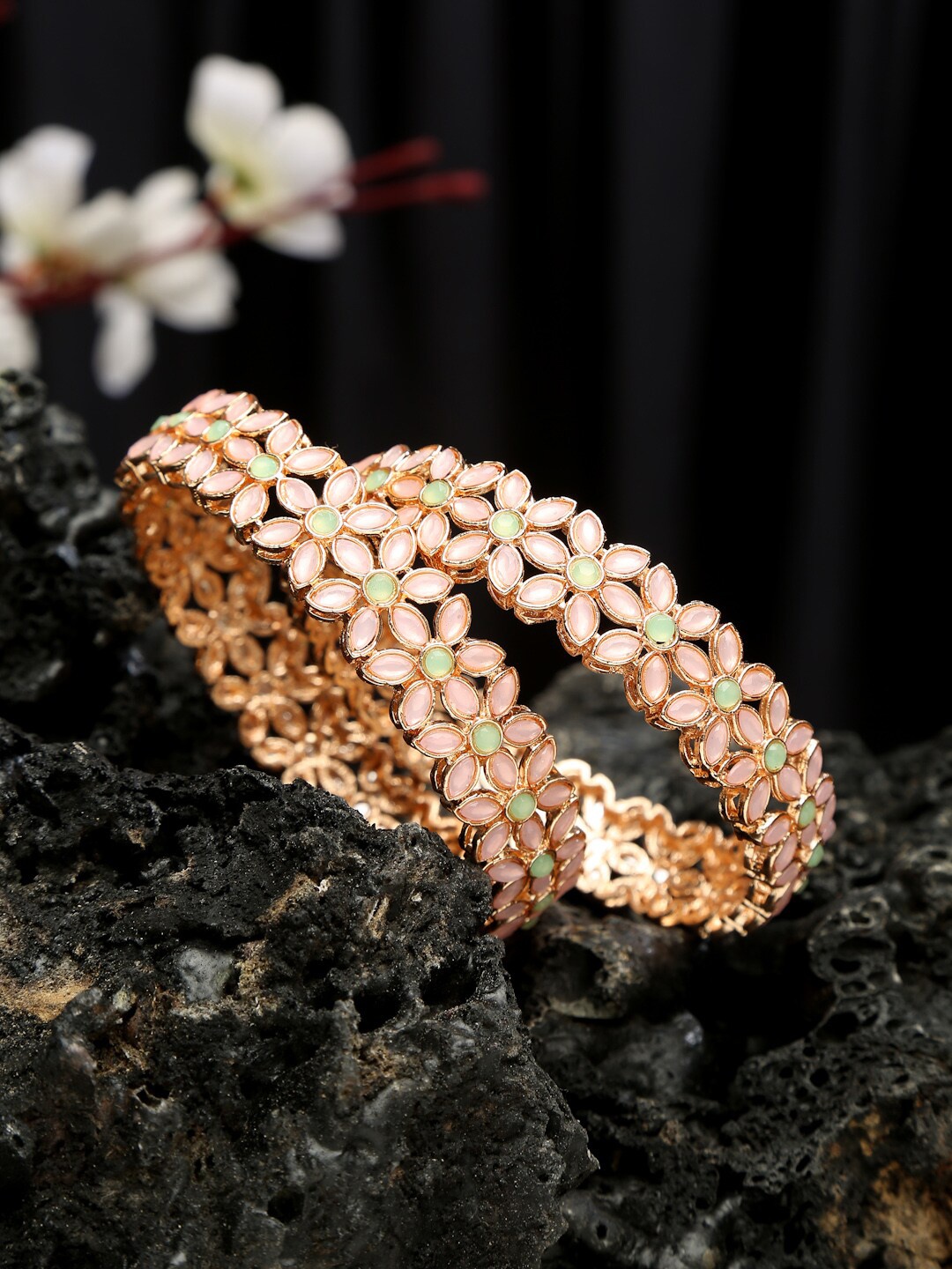

YouBella Set Of 2 Pink Gold Plated Bangles