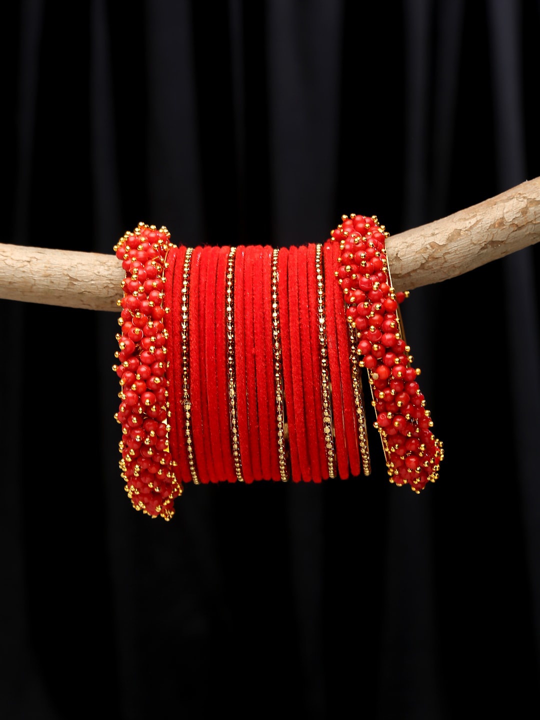 

YouBella Women Set of 4 Red & Gold-Plated Bangles