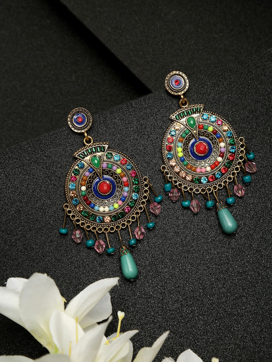 

YouBella Multicoloured Contemporary Drop Earrings, Multi