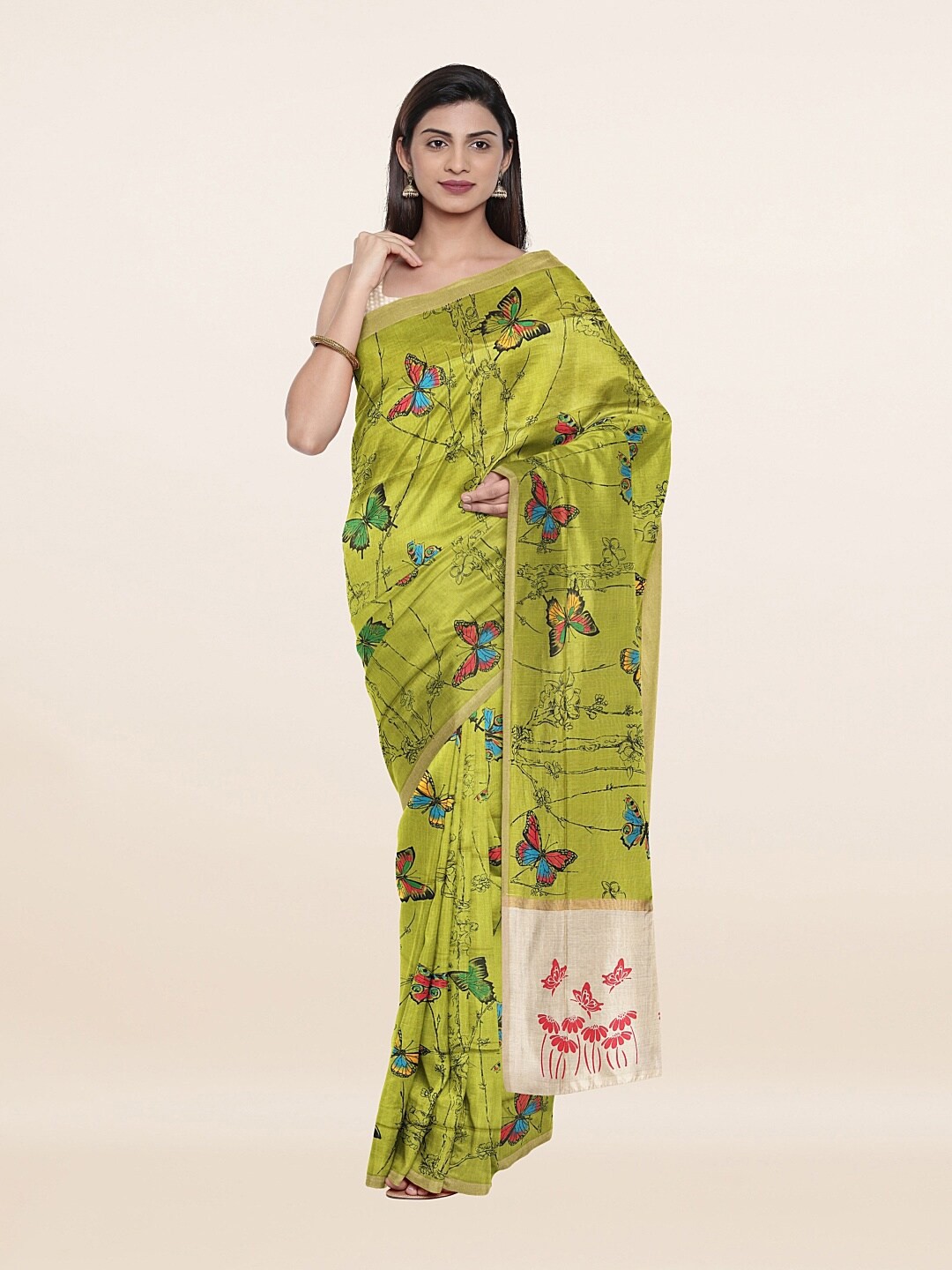 

Pothys Green & Red Pure Cotton Saree