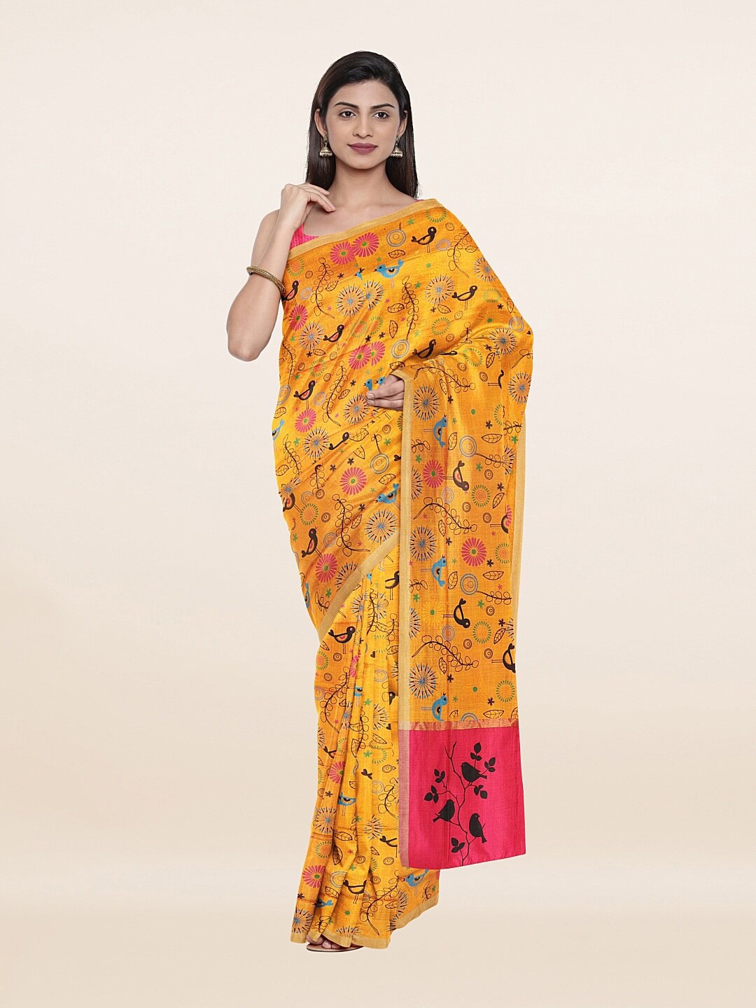 

Pothys Mustard & Blue Pure Cotton Saree