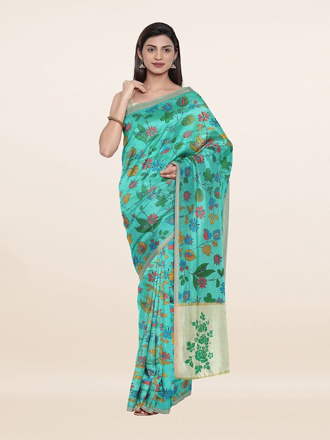 

Pothys Blue & Red Floral Pure Cotton Saree
