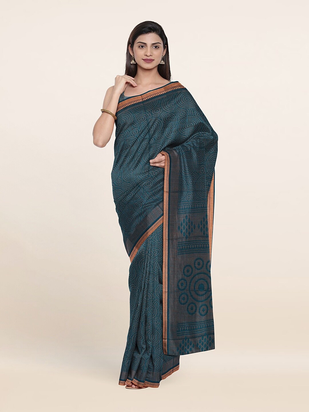 

Pothys Blue Zari Geometric Saree