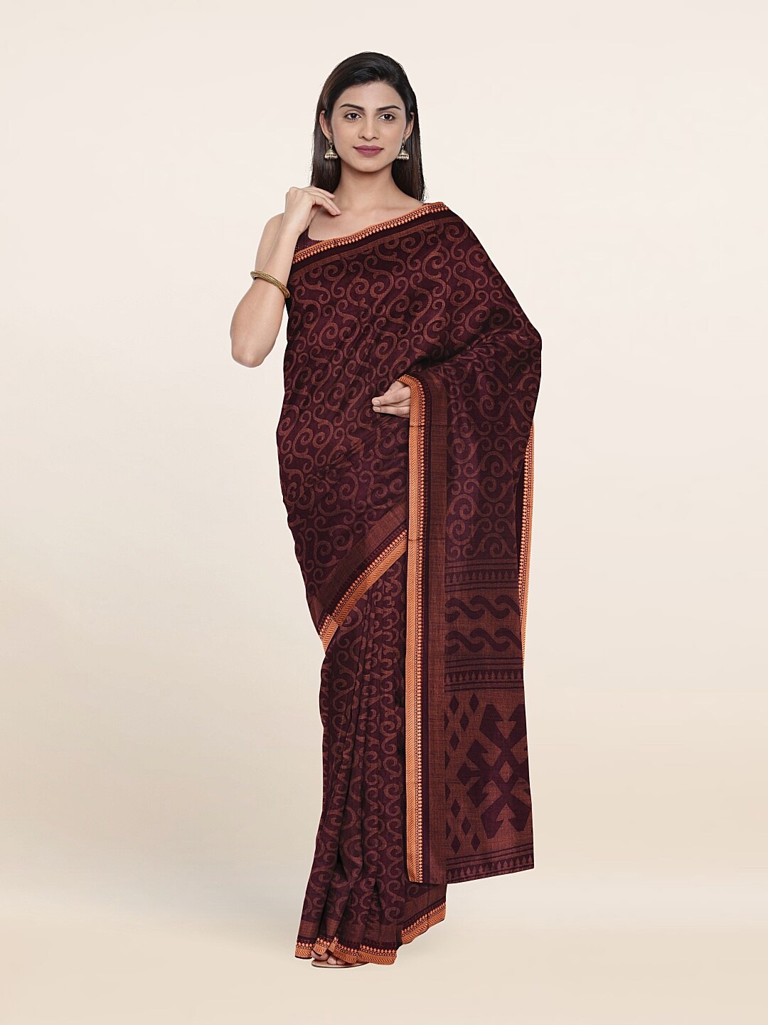 

Pothys Violet & Beige Printed Saree