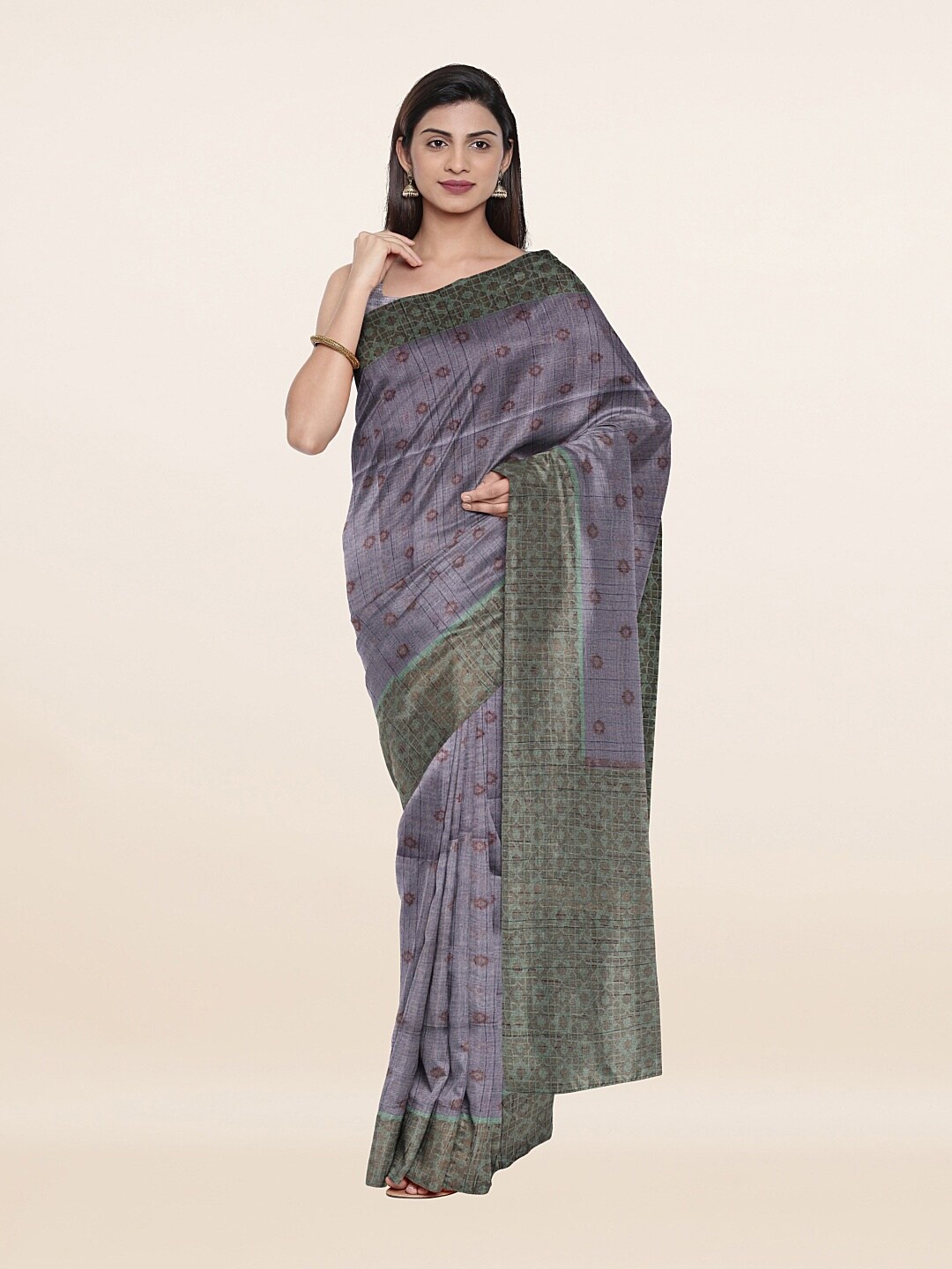 

Pothys Blue & Green Woven Design Pure Cotton Saree