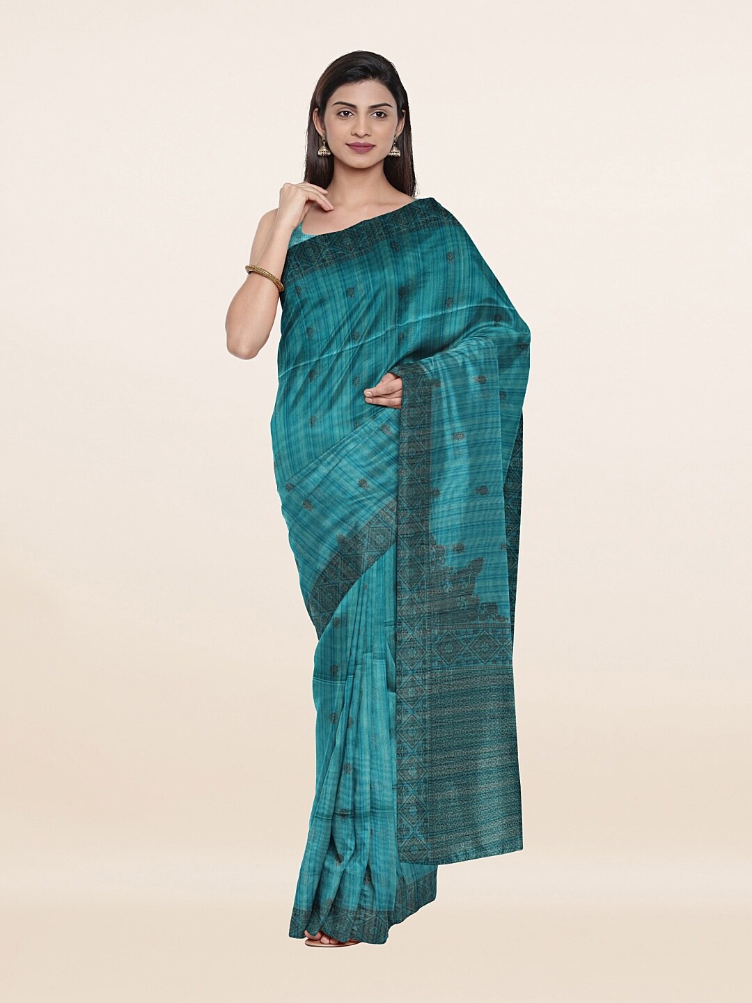 

Pothys Blue Ethnic Motifs Pure Cotton Saree