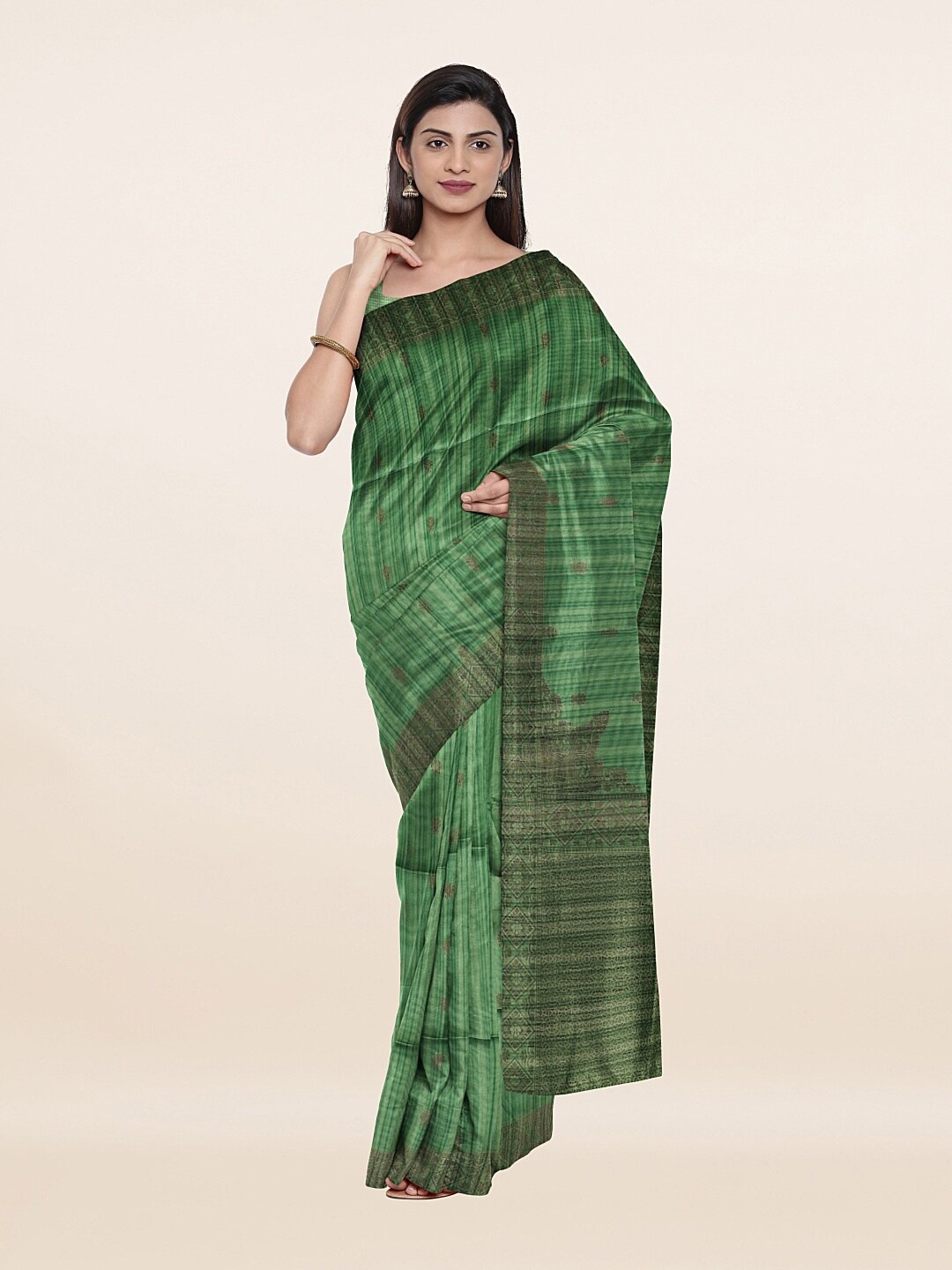 

Pothys Green Ethnic Motifs Woven Design Pure Cotton Saree