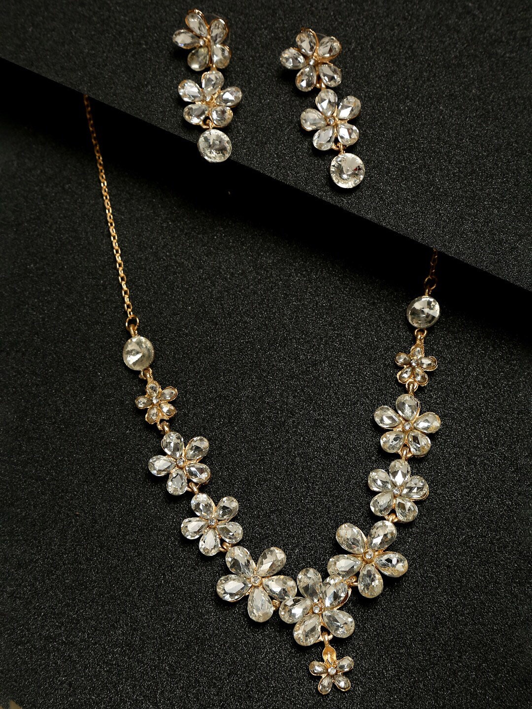

Celena Cole Gold-Plated White Stone-Studded Jewellery Set