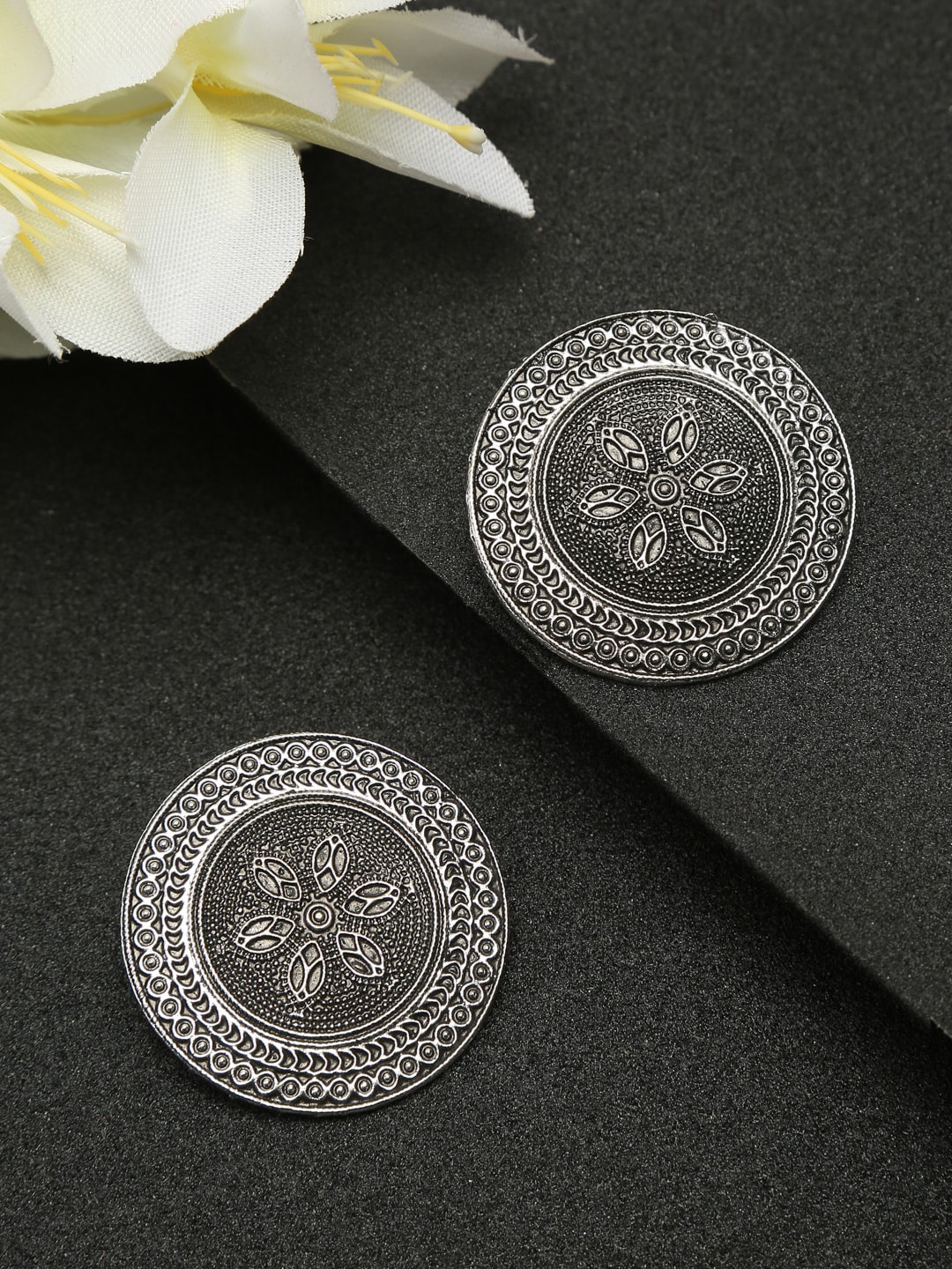 

Celena Cole Silver-Toned Contemporary Studs Earrings