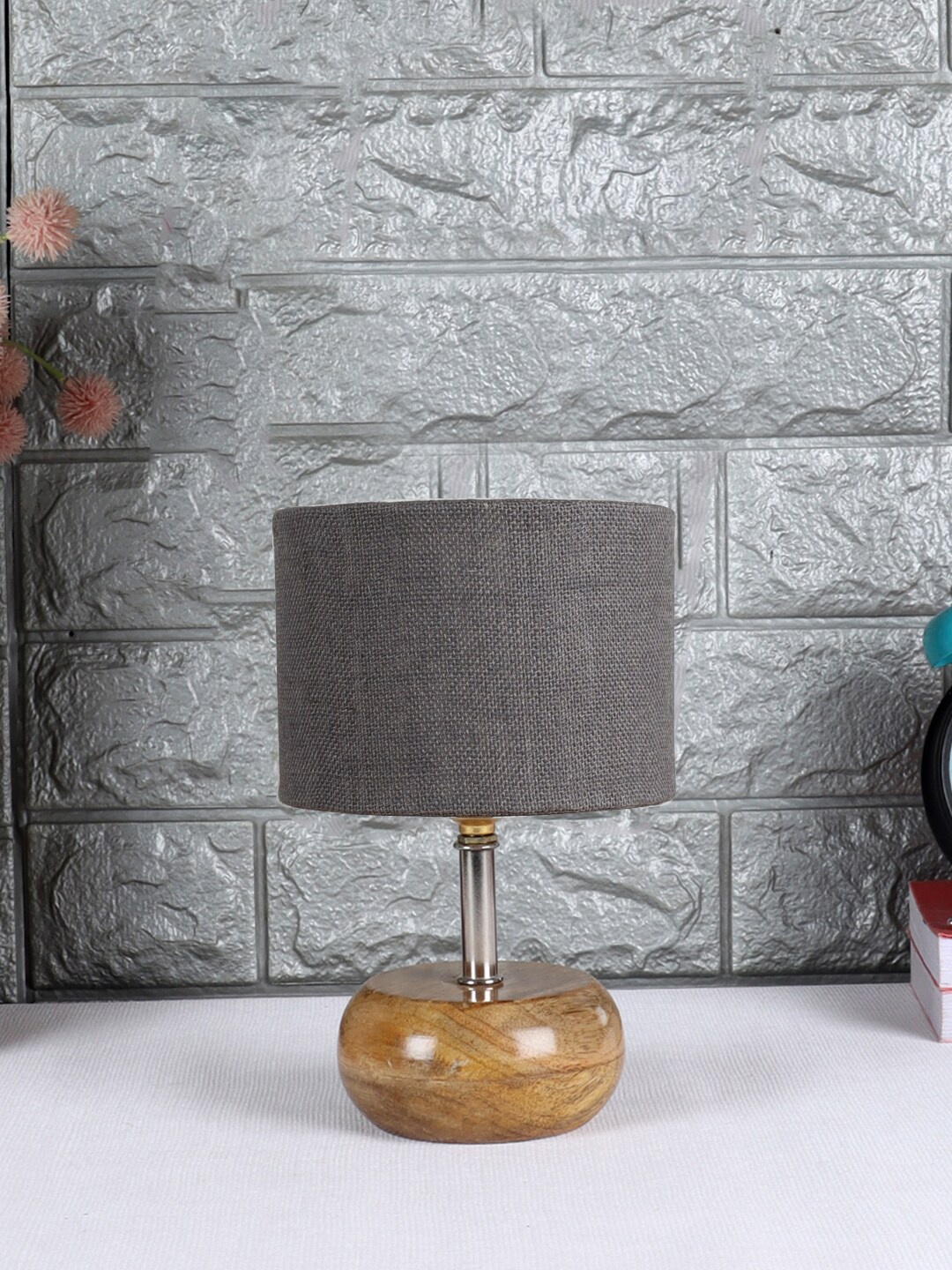 

Devansh Grey & Brown Wood Table Lamp with Shade