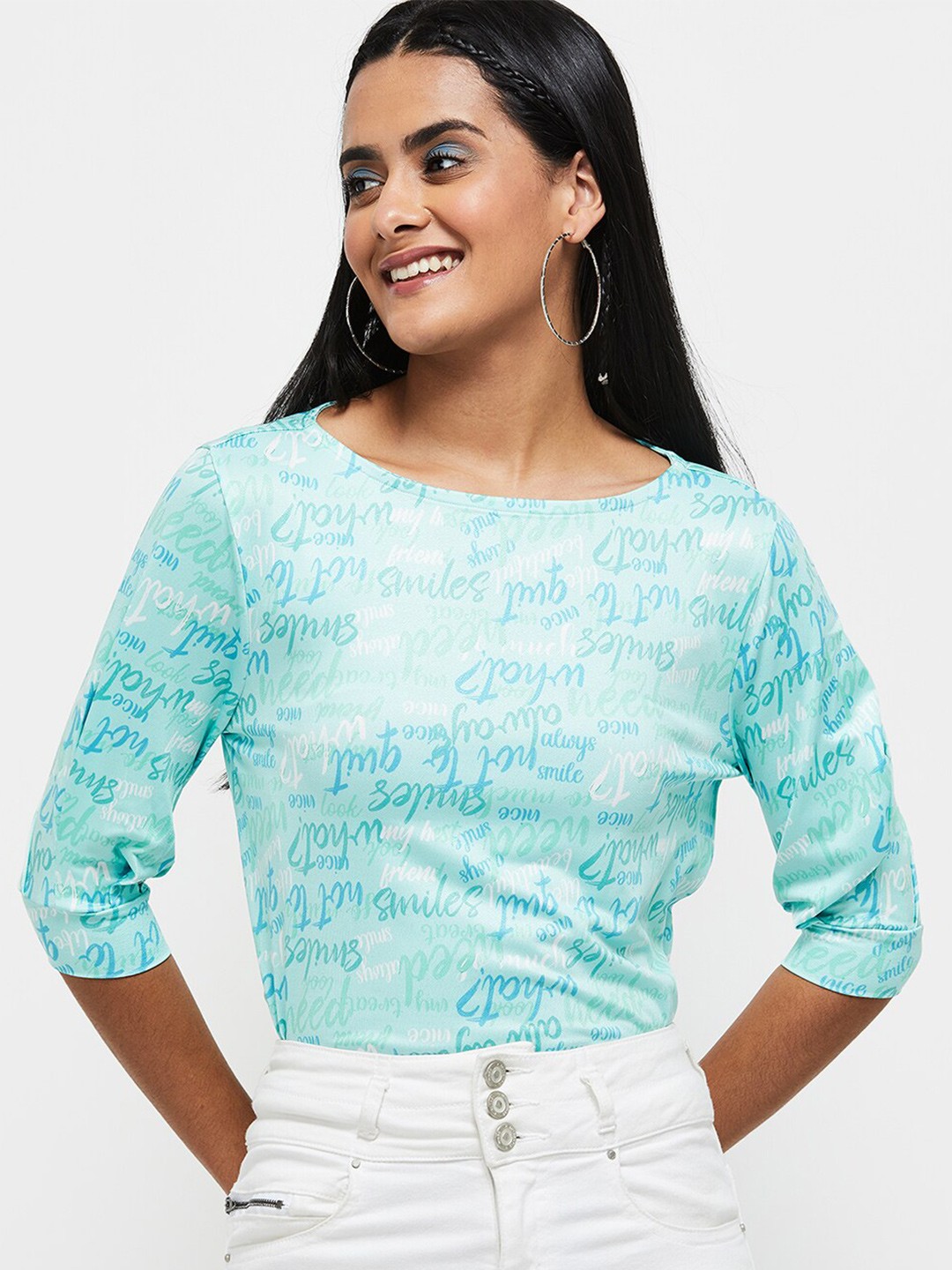 

max Green Floral Print Top