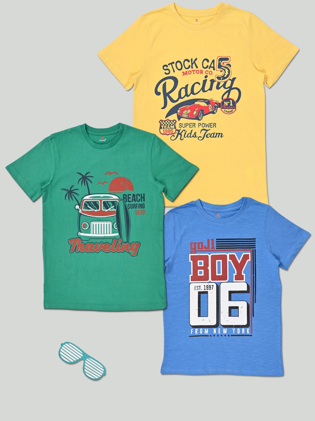 

Zalio Boys Multicoloured Typography Printed Applique T-shirt, Multi