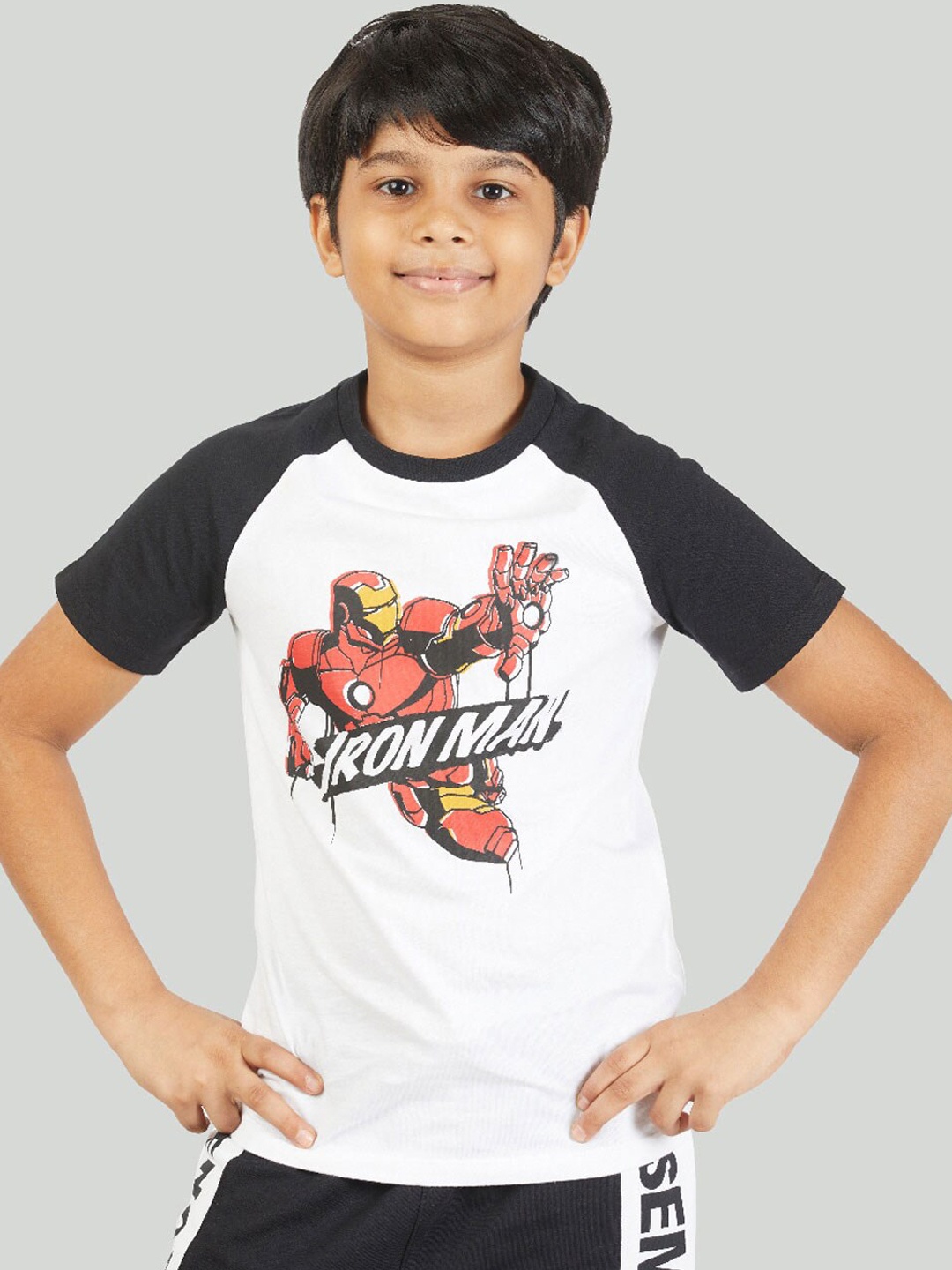

Zalio Boys White Iron Man Printed T-shirt