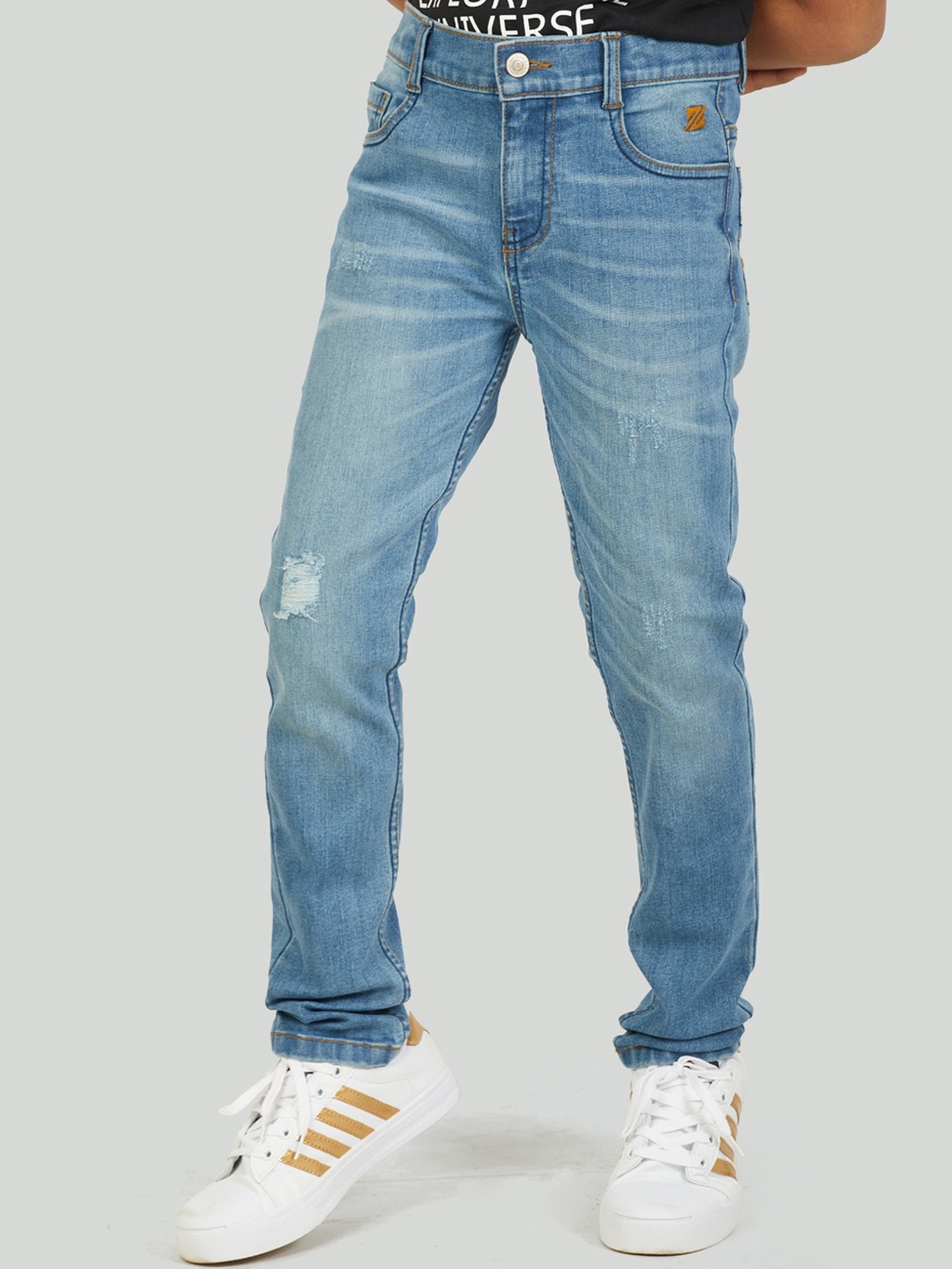 

Zalio Boys Blue Low Distress Light Fade Jeans