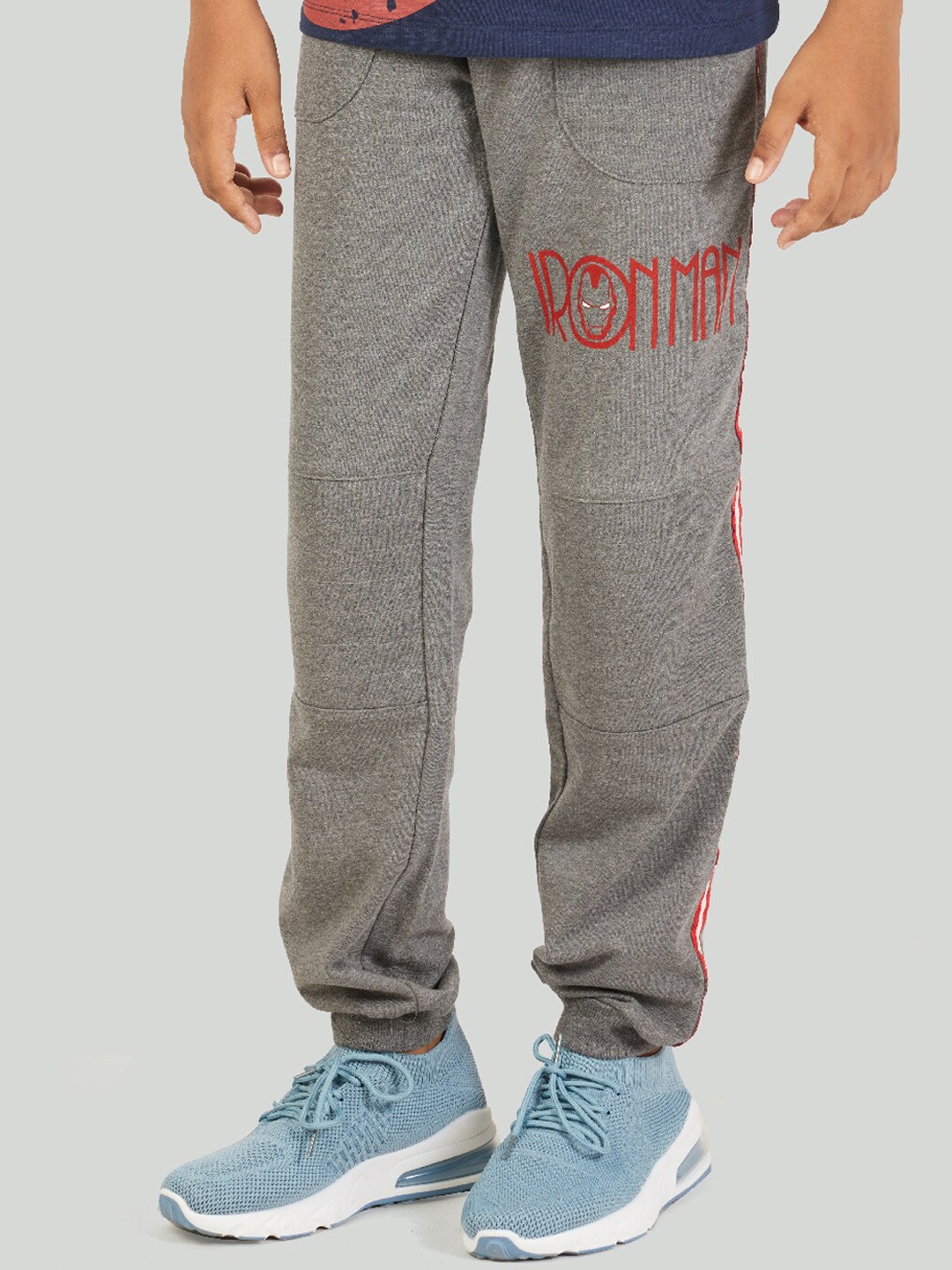 

Zalio Boys Grey Iron Man Printed Pure Cotton Joggers