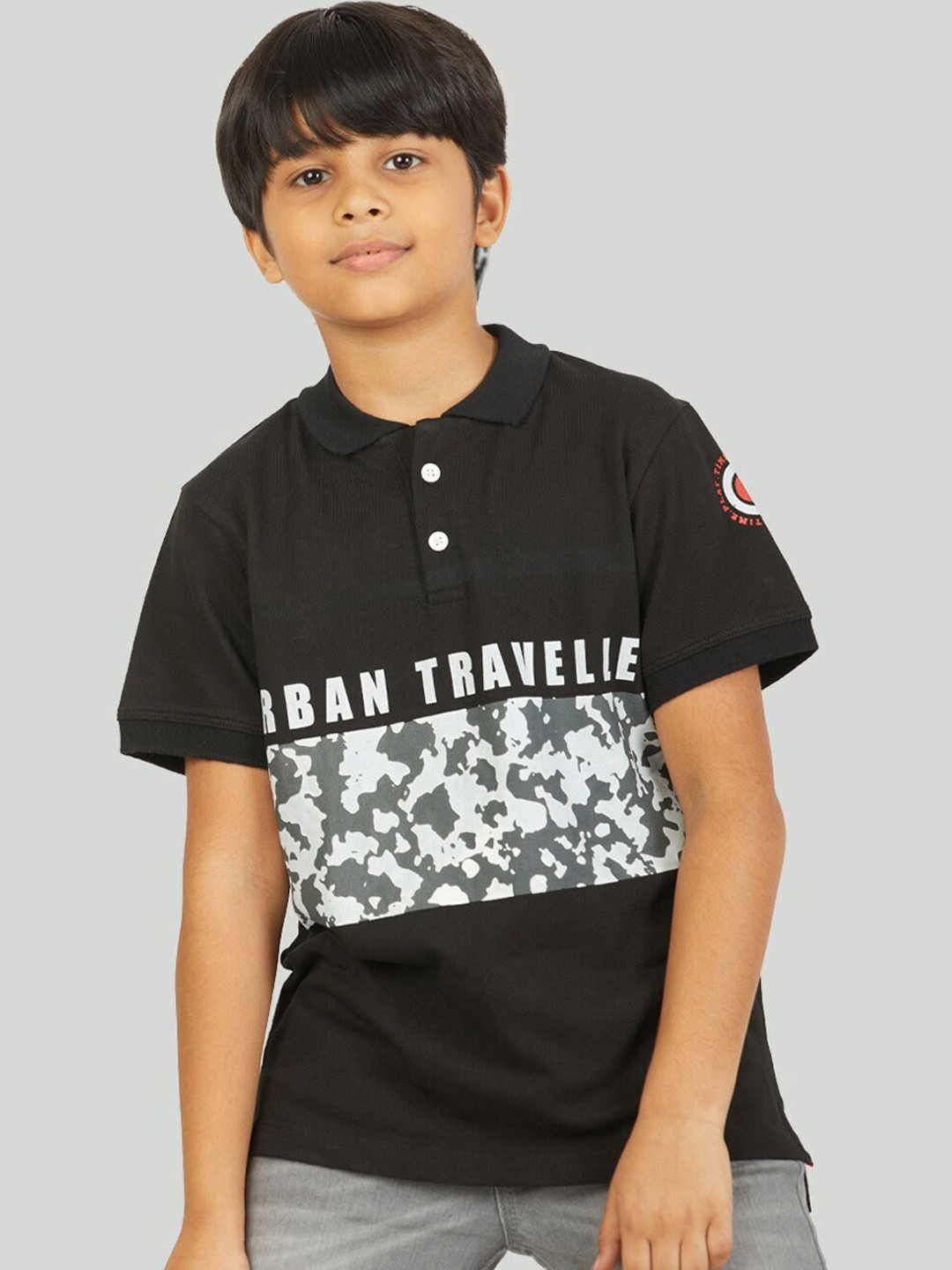

Zalio Boys Black Printed T-shirt