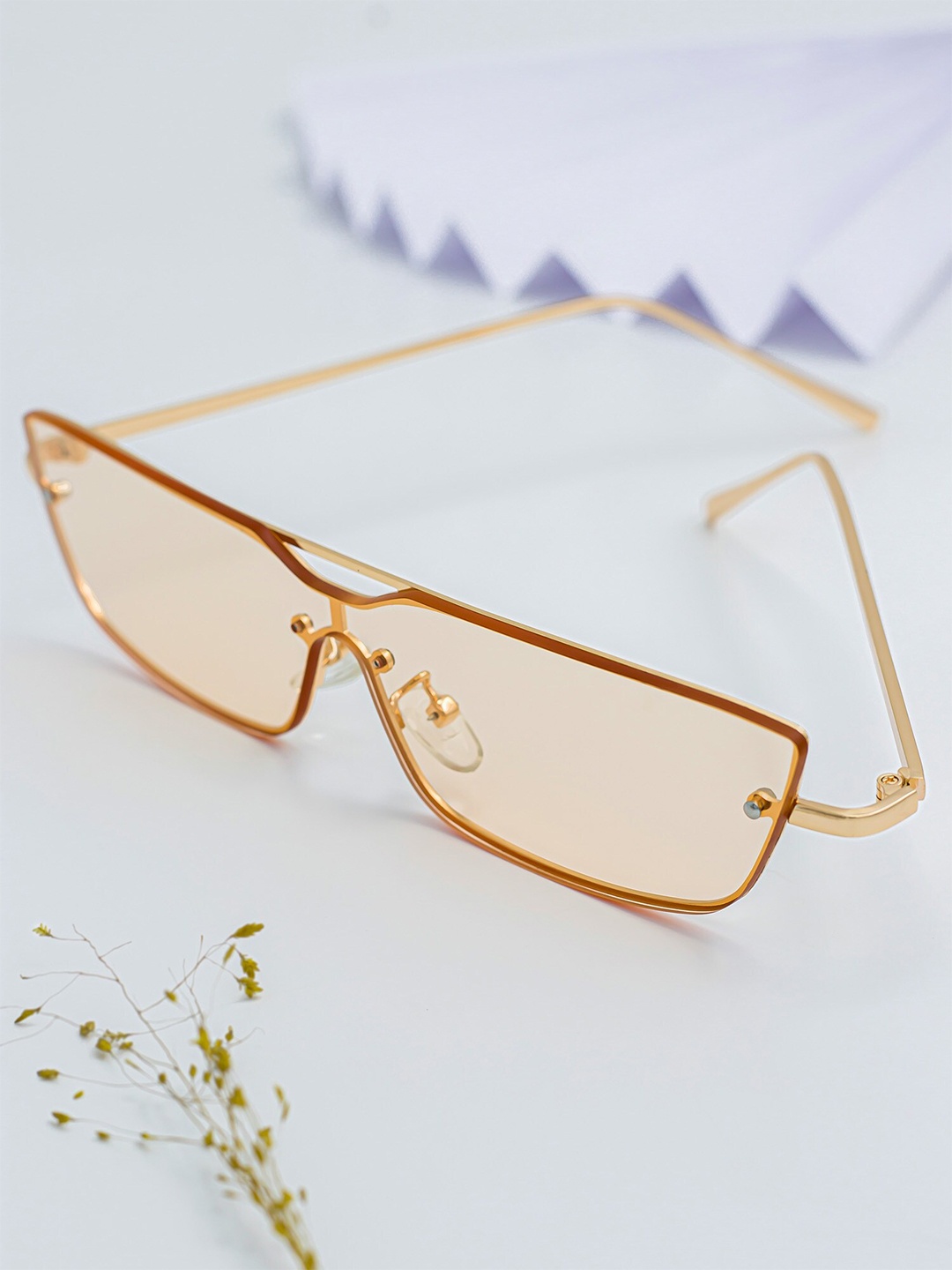 

Bellofox Women Pink Lens & Gold Rectangle Sunglasses