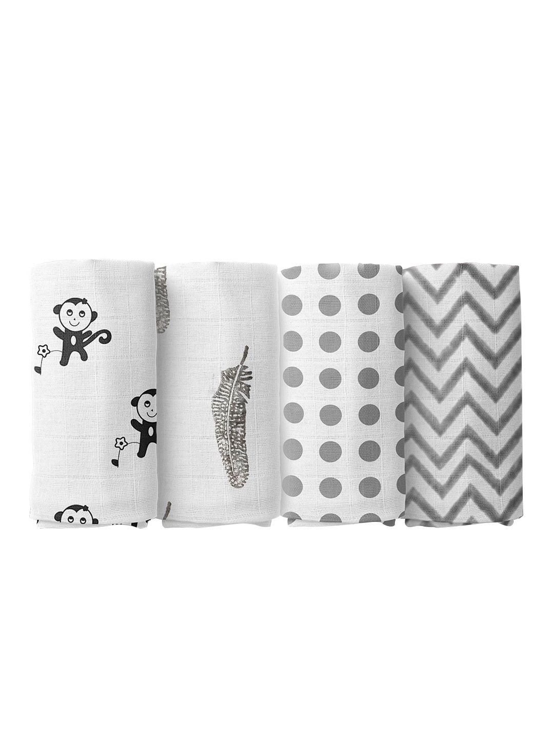 

Moms Home Infants Pack Of 4 Printed Organic Cotton Muslin Swaddles, Multi