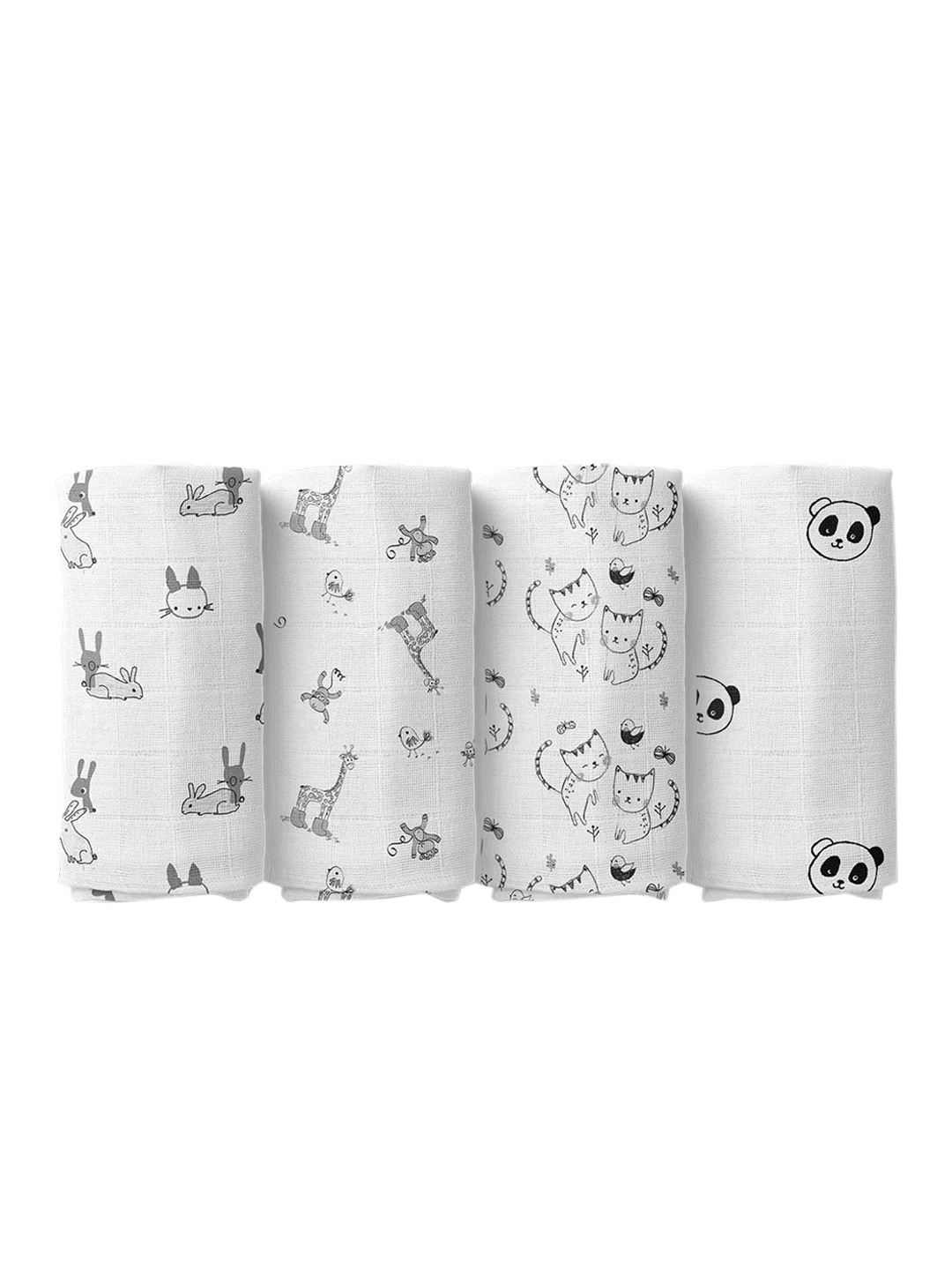 

Moms Home Infants Pack Of 4 Printed Organic Cotton Muslin Swaddles, Multi