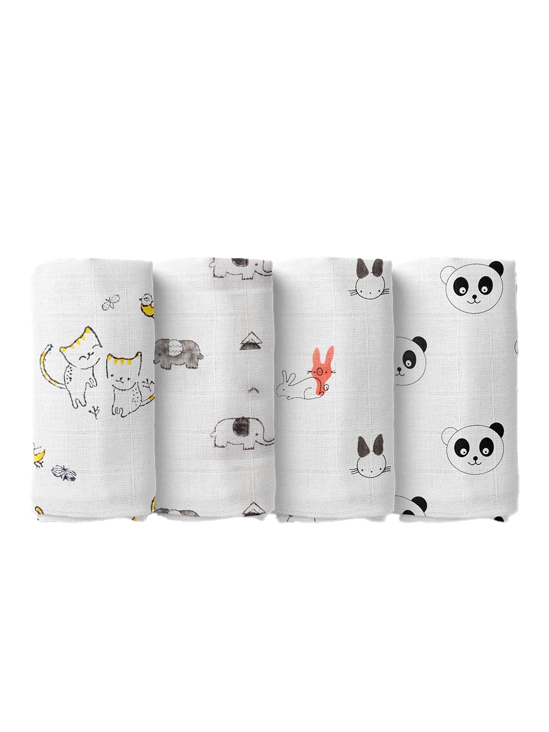 

Moms Home Infants Pack Of 4 Printed Organic Cotton Muslin Swaddles, Multi