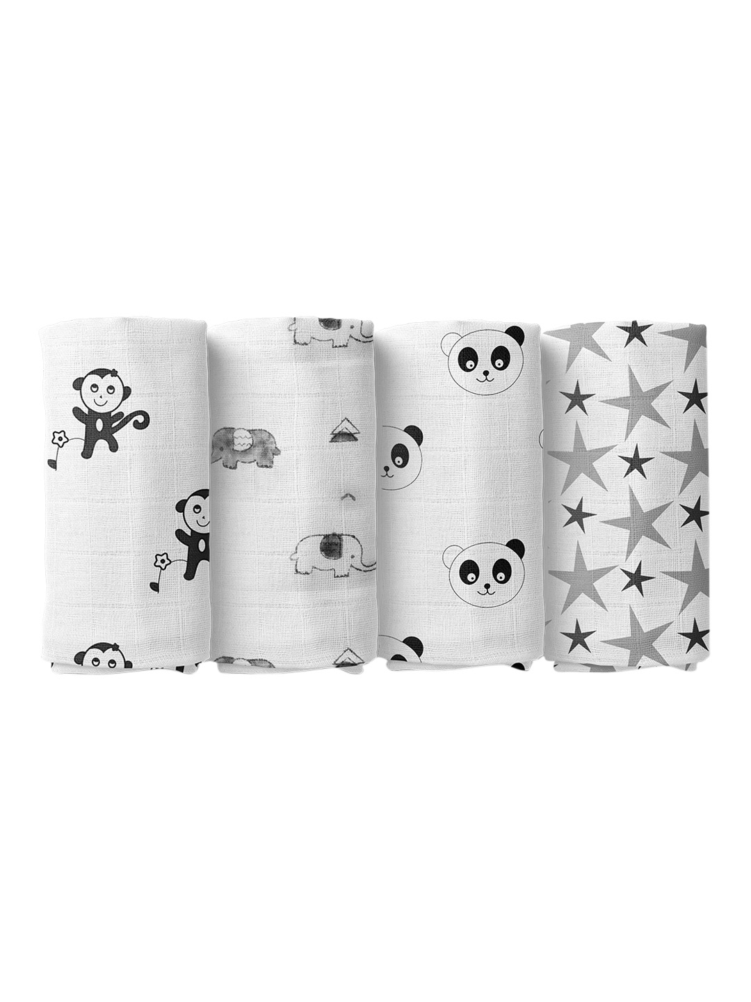 

Moms Home Infants Pack Of 4 Printed Organic Cotton Muslin Swaddles, Multi