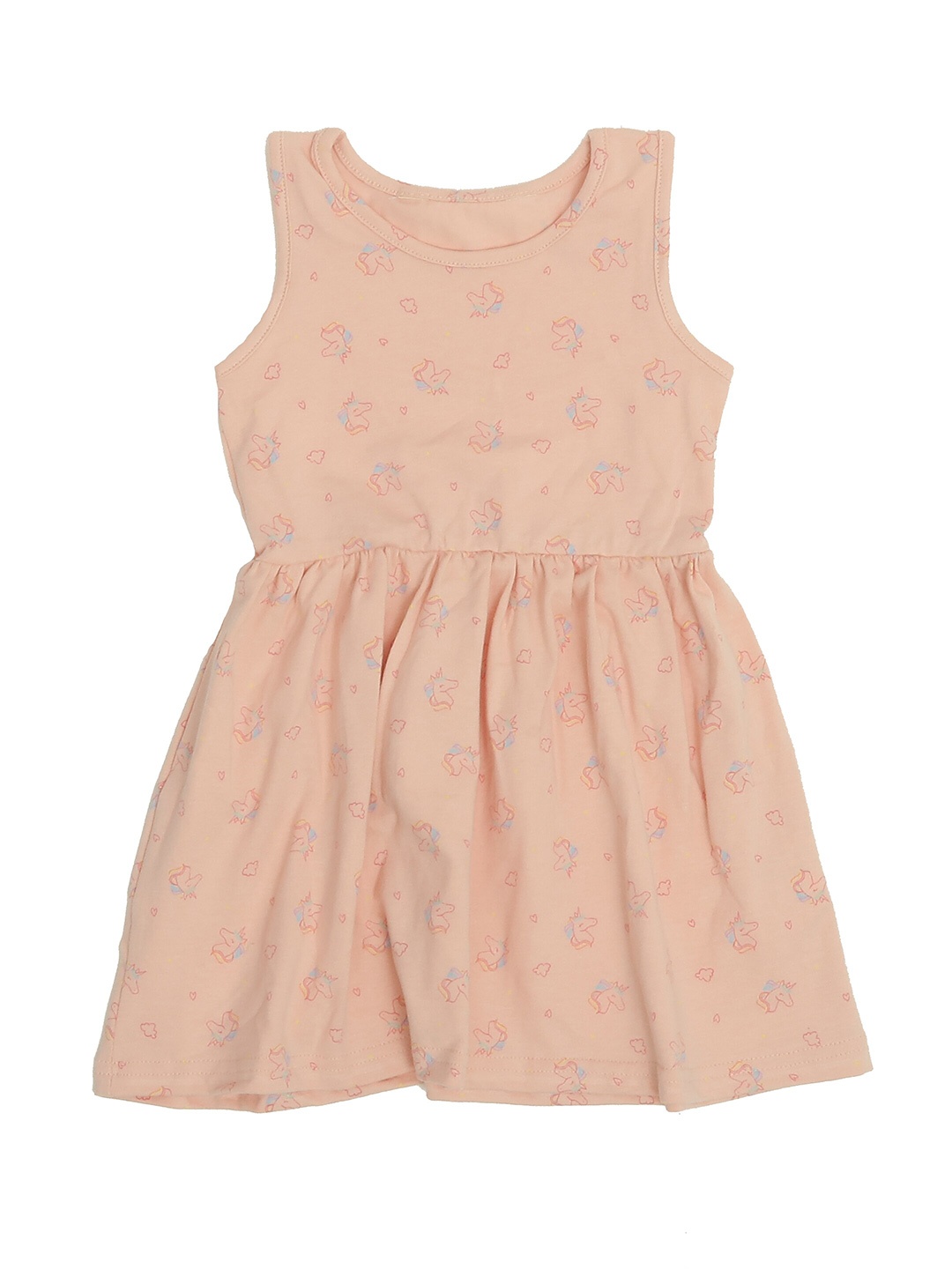 

OLIVE MIST Girls Peach-Coloured Cotton Dress