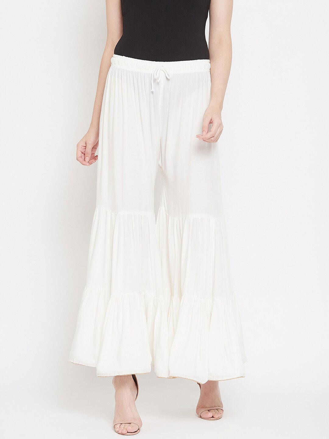 

Castle Lifestyle Women Off White Flared Ethnic Sharara