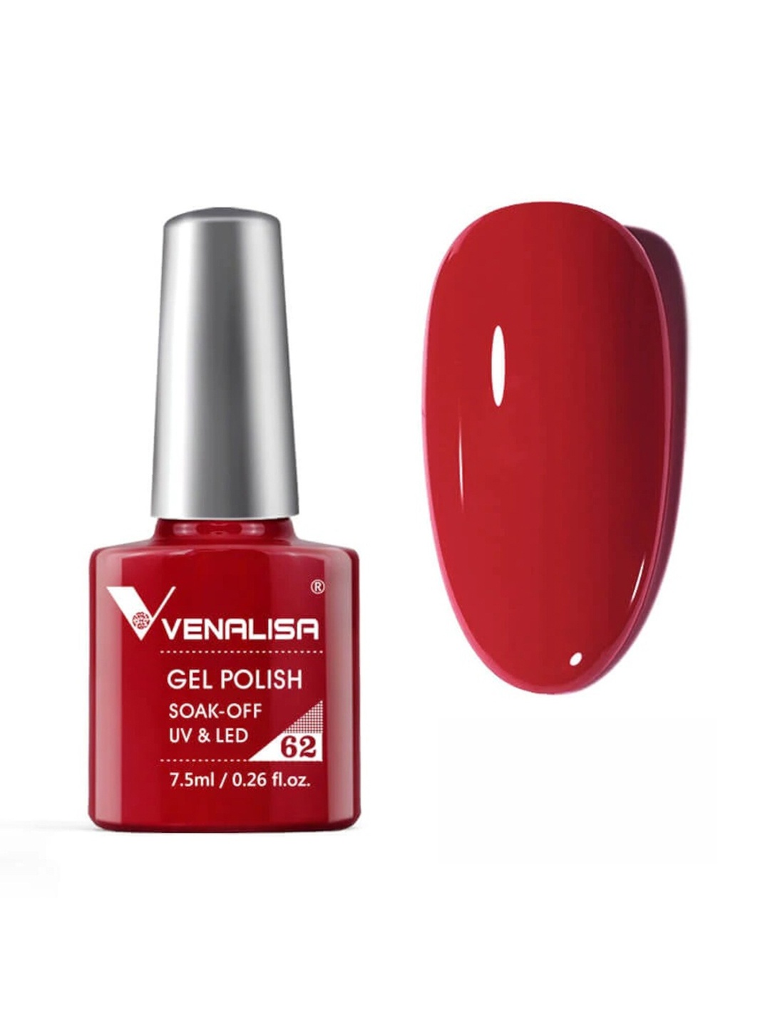 

VENALISA Soak-Off UV LED Long-Wearing Gel Nail Polish - Shade 62, Red