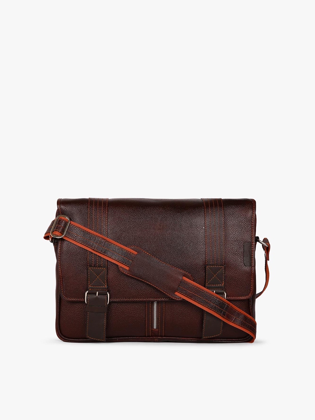 

Tortoise Men Brown Leather 15' Laptop Bag