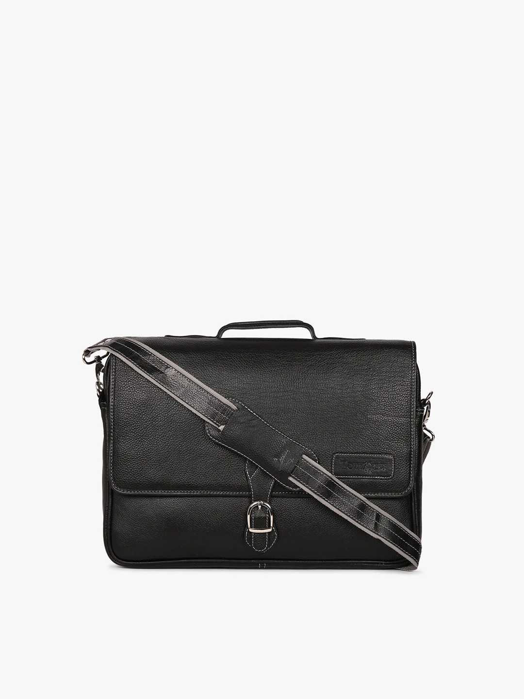 

Tortoise Domenico Men Black Leather Laptop Bag