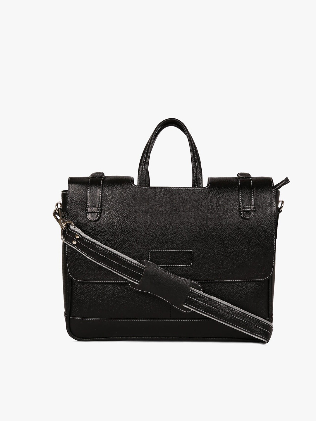 

Tortoise Men Black & Brown Printed Leather Laptop Bag