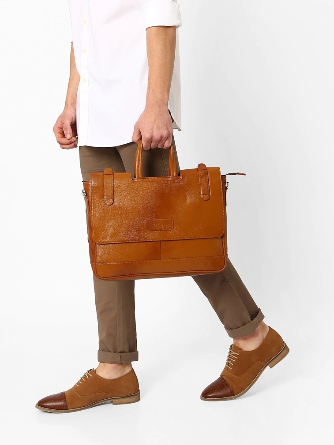 

Tortoise Massimo Structured Genuine Leather Laptop Bag 15.5 Inch, Brown