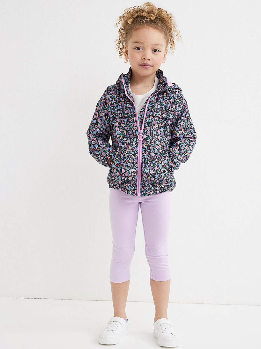 

H&M Girls Purple Solid 3/4 Length Leggings