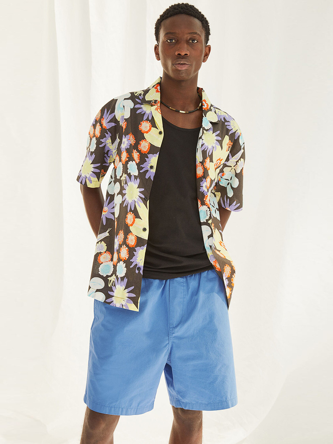 

H&M Men Blue Relaxed Fit Cotton Shorts