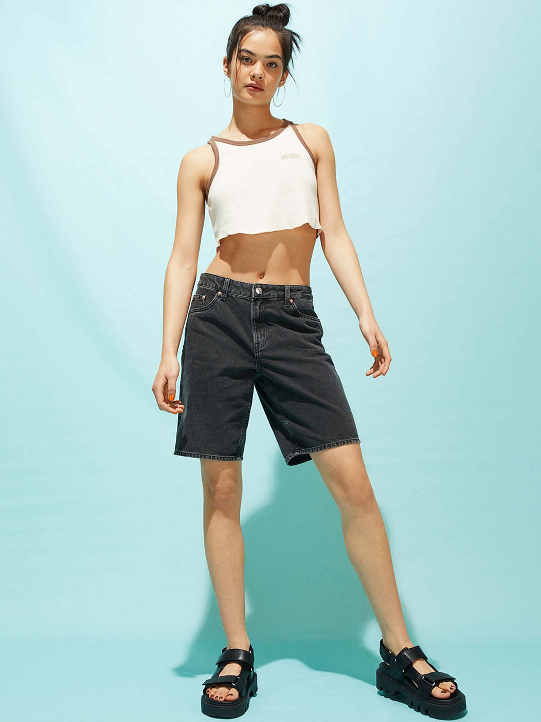 

H&M Women Black Bermuda Low Shorts