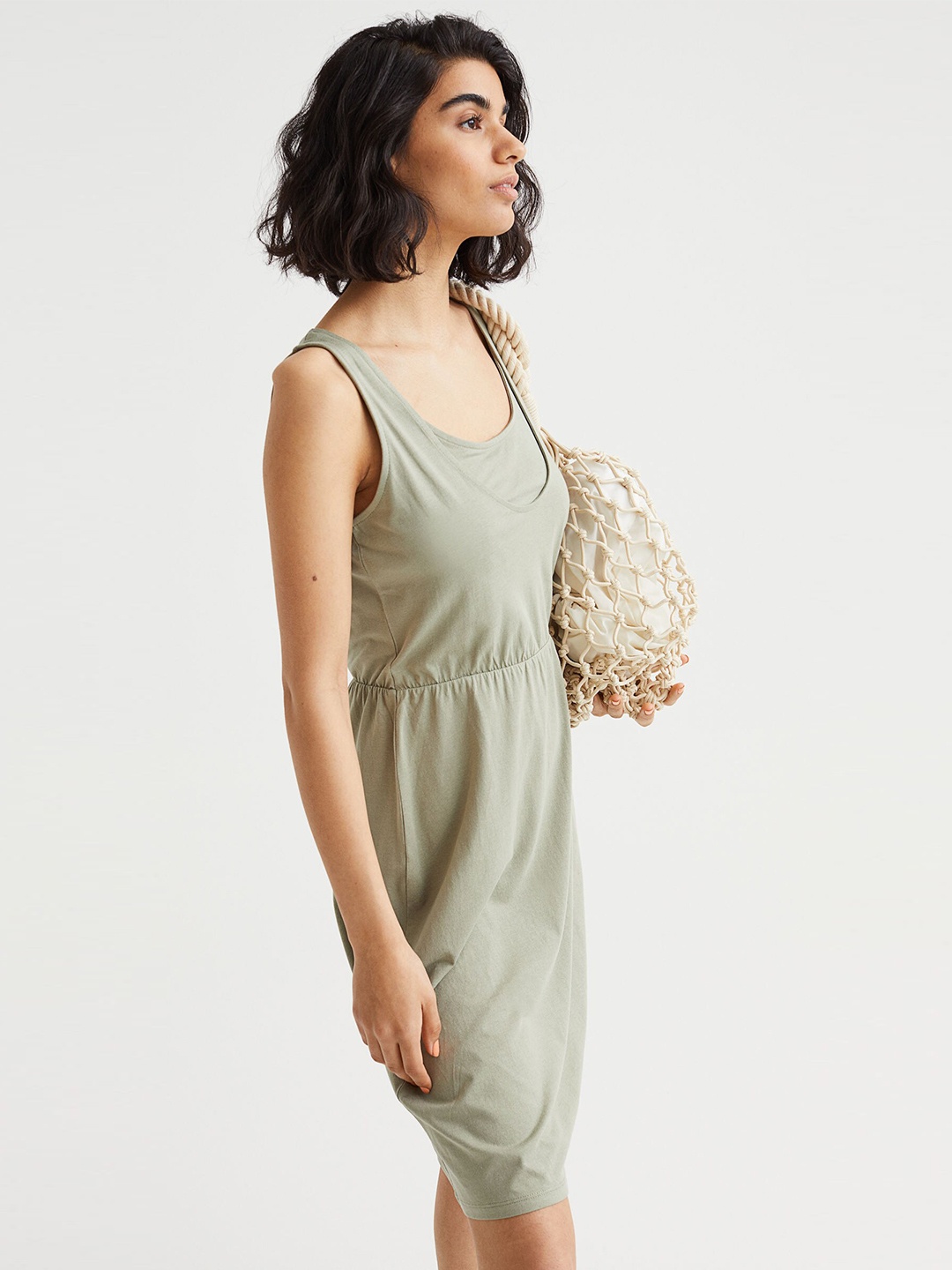 

H&M MAMA Sage Green Modal-Blend Nursing Dress