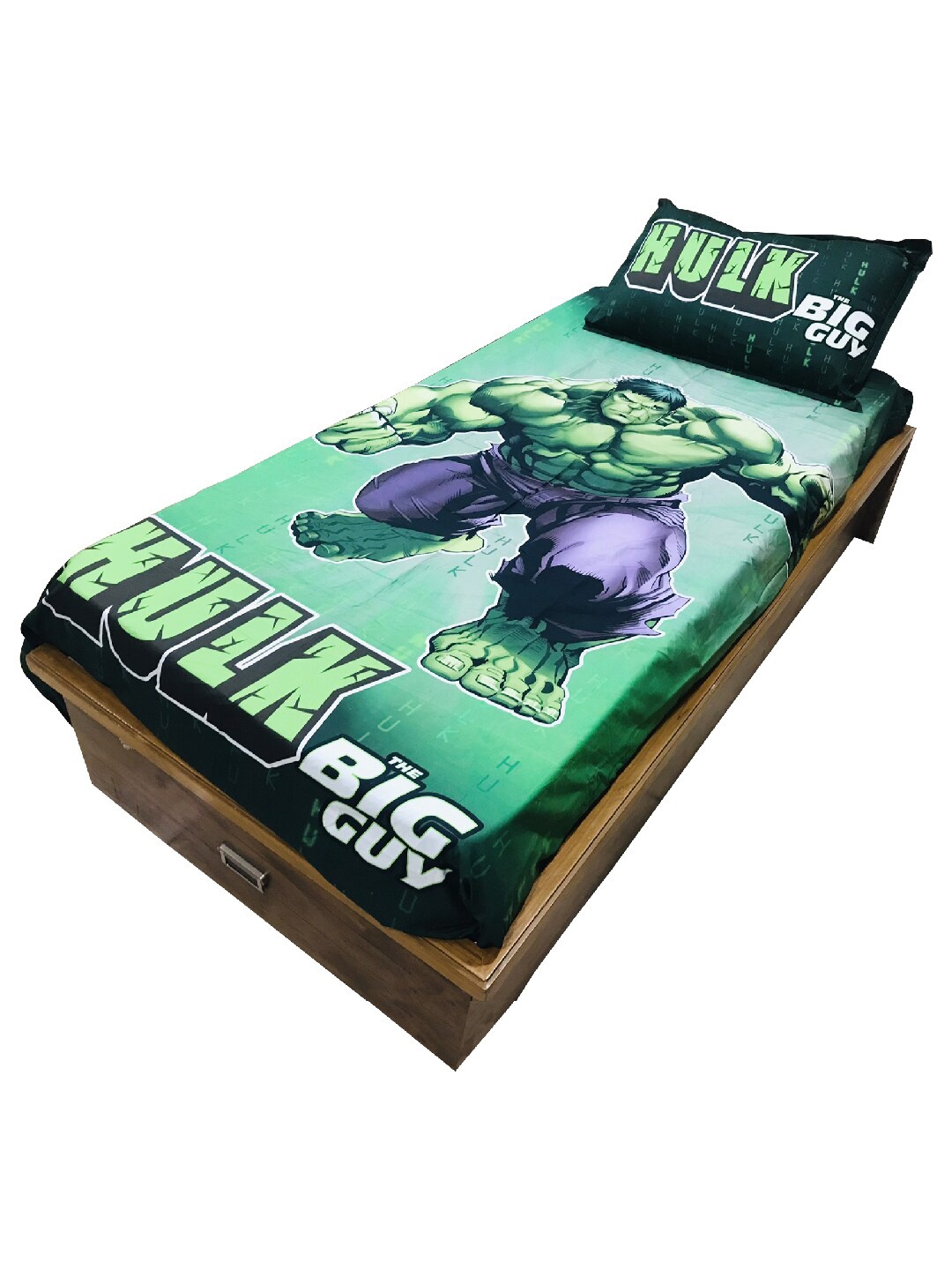 

Marvel Green & Purple Hulk Print 210 TC Cotton Single Bedsheet with 1 Pillow Cover