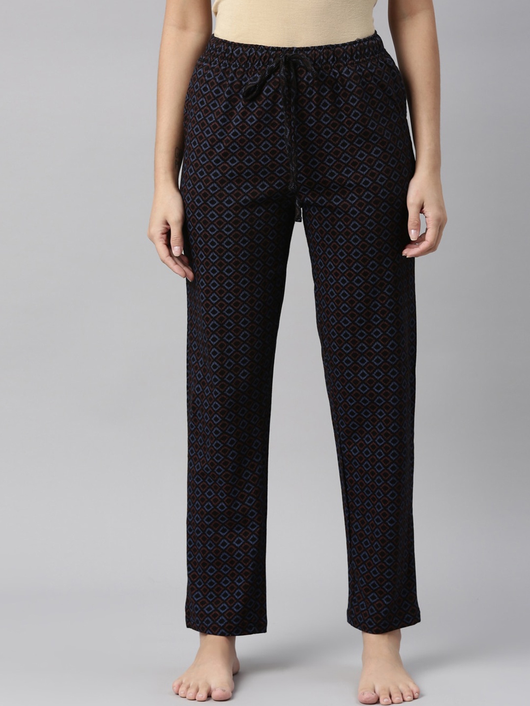 

Go Colors Women Black Printed Relaxed-Fit Lounge Pants