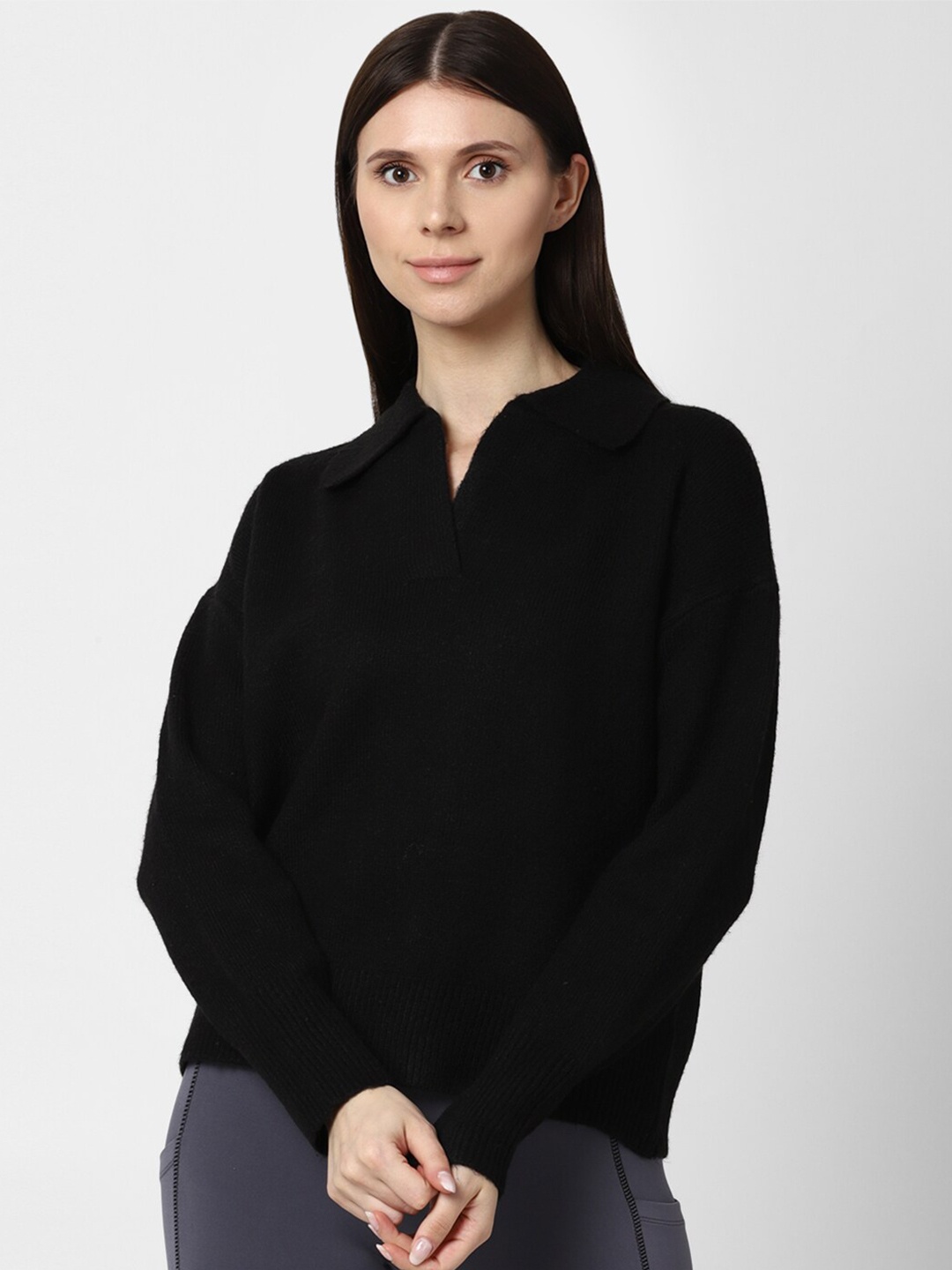 

FOREVER 21 Women Black Solid Sweater