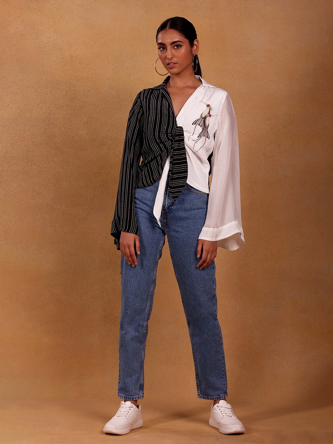 

Masaba Black Striped Crepe Top
