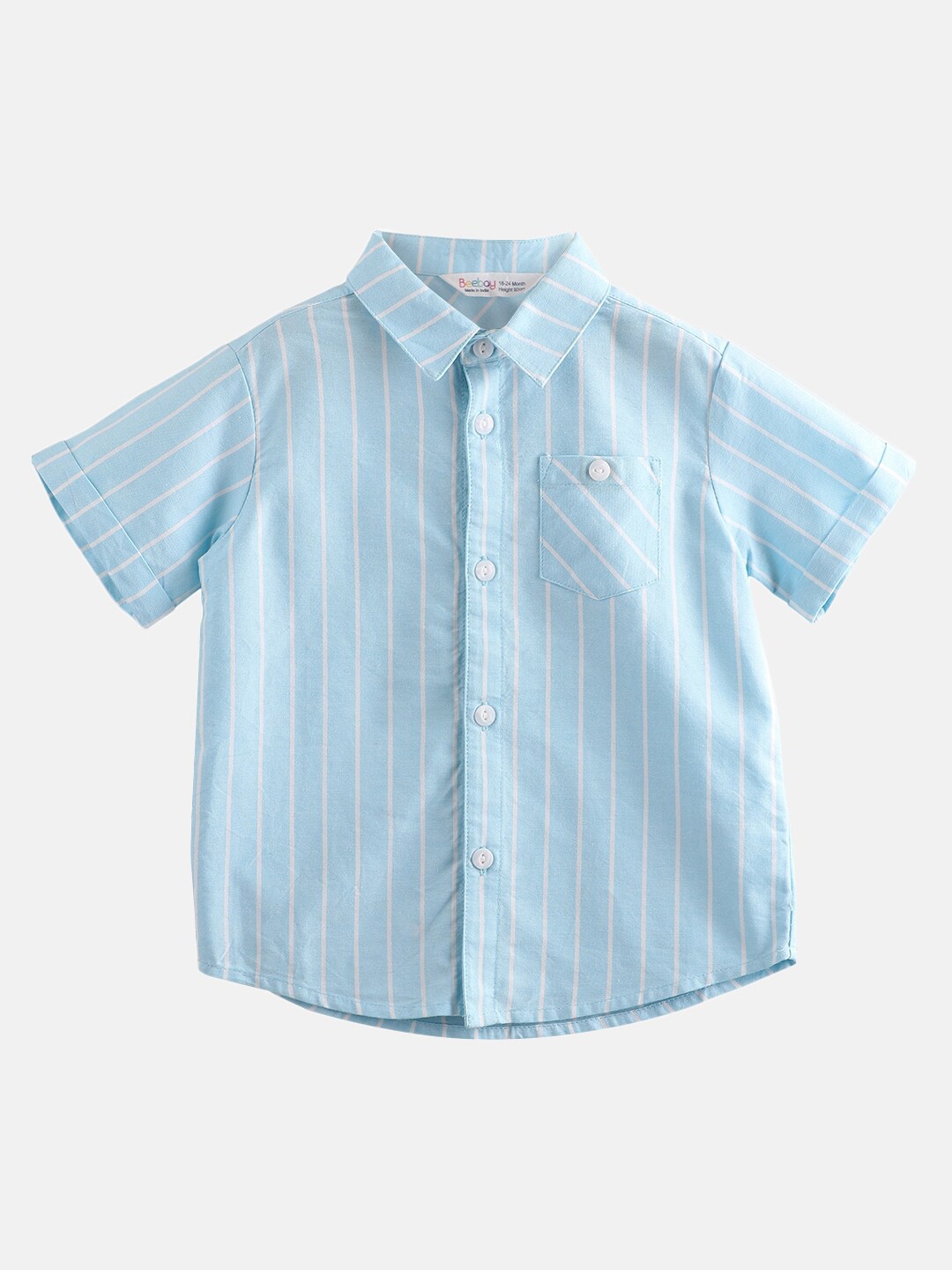 

Beebay Boys Blue & White Striped Casual Shirt