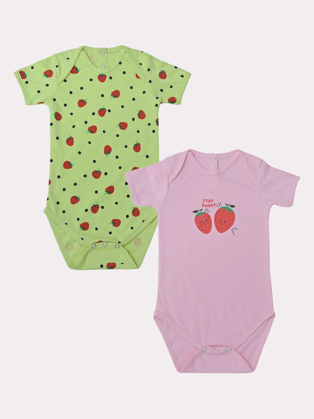 

YK Infant Girls Pack Of 2 Printed Cotton Bodysuits, Pink