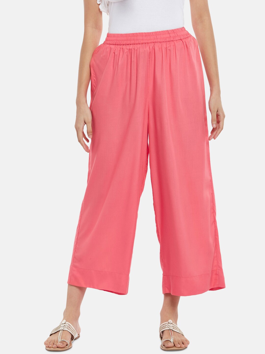 

RANGMANCH BY PANTALOONS Women Coral Ethnic Palazzos