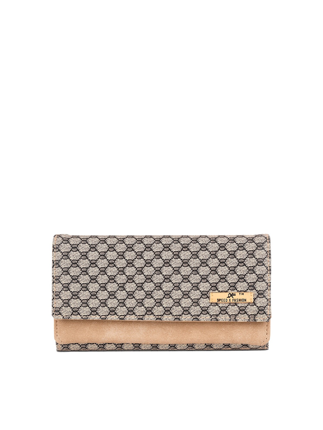 

SXF SPEED X FASHION Cream-Coloured Checked Purse Clutch