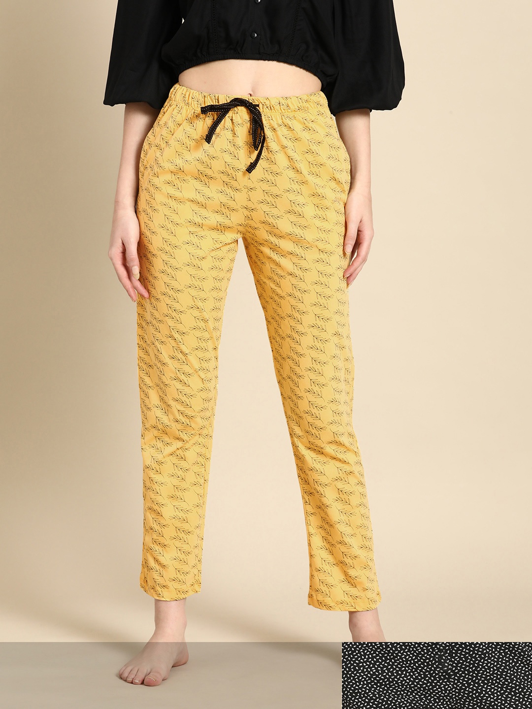 

Dreamz by Pantaloons Women Pack of 2 Printed Lounge Pants, Black