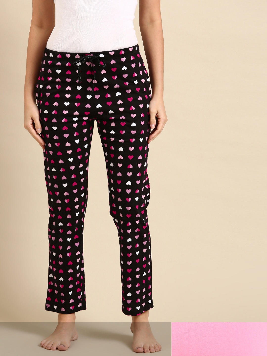 

Dreamz by Pantaloons Women Pack of 2 Cropped Pure Cotton Lounge Pants, Pink
