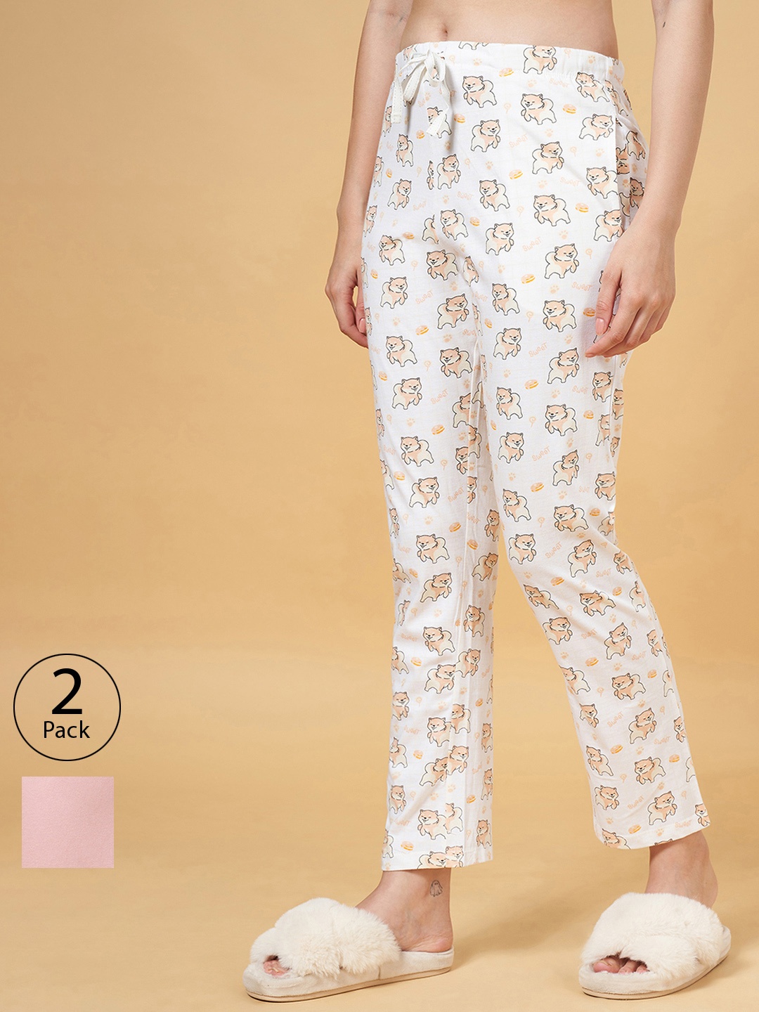 

Dreamz by Pantaloons Women Pack of 2 Cotton Lounge Pants, Multi
