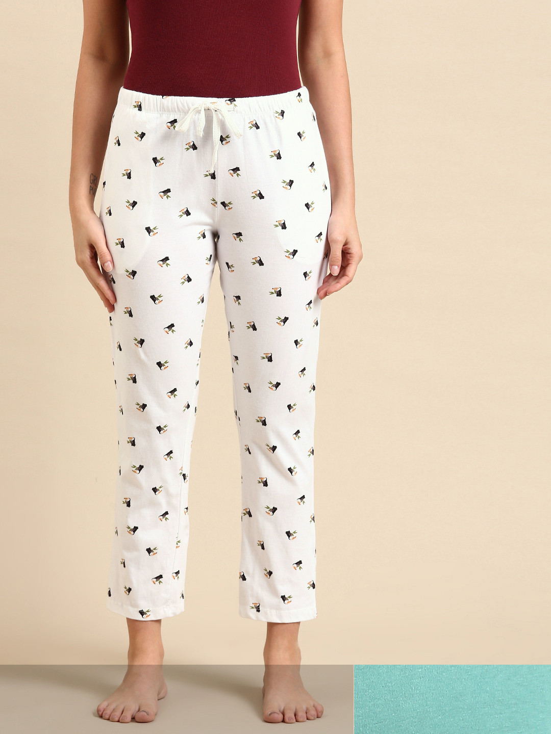 

Dreamz by Pantaloons Women Pack Of 2 Printed Cotton Lounge Pants, White