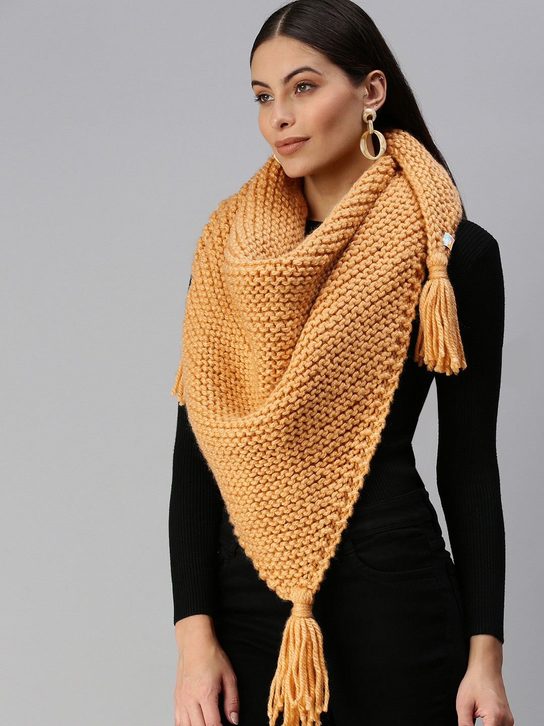

Magic Needles Women Beige Solid Scarf