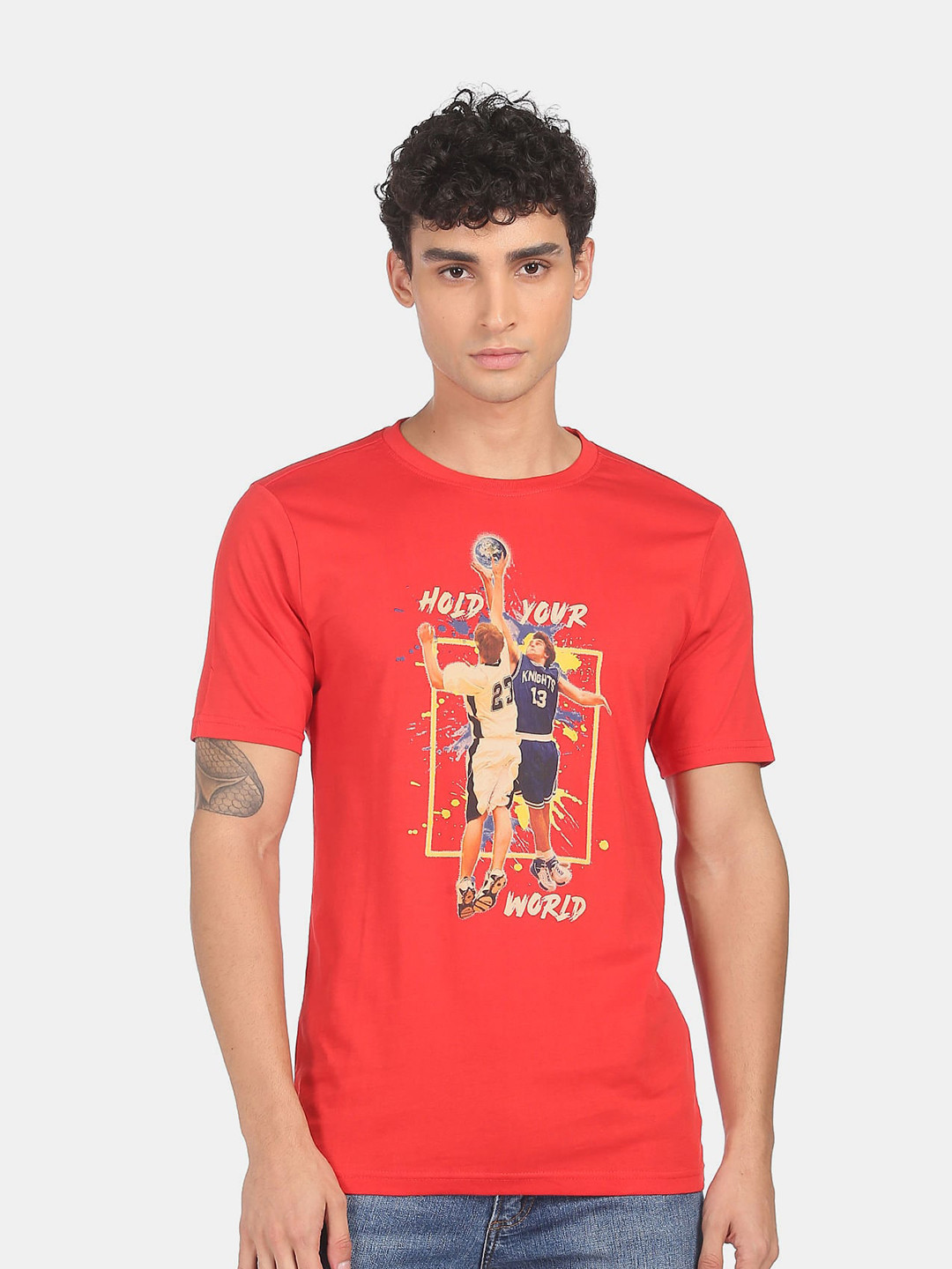 

Colt Men Red Printed Cotton T-shirt